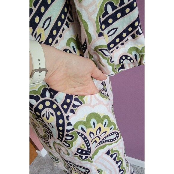 BODEN 100 % LINEN paisley casual resort mini pockets dress 2P - Picture 10 of 12